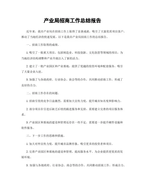 产业局招商工作总结报告