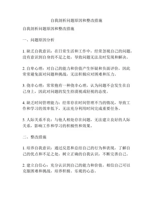 自我剖析问题原因和整改措施