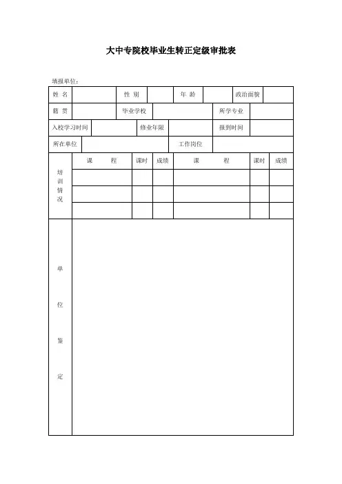 转正定级表
