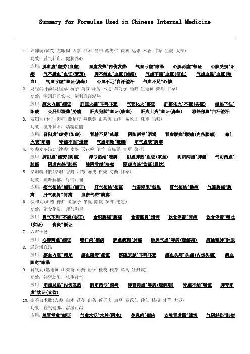 中医内科学方剂汇总