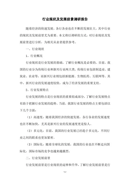 行业现状及发展前景调研报告