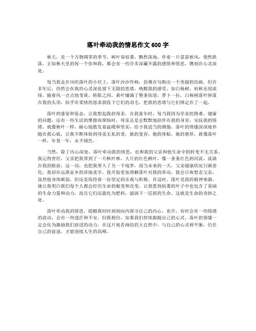 落叶牵动我的情思作文600字