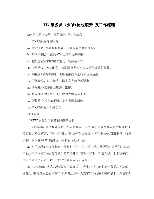 KTV服务员(少爷)岗位职责+及工作流程