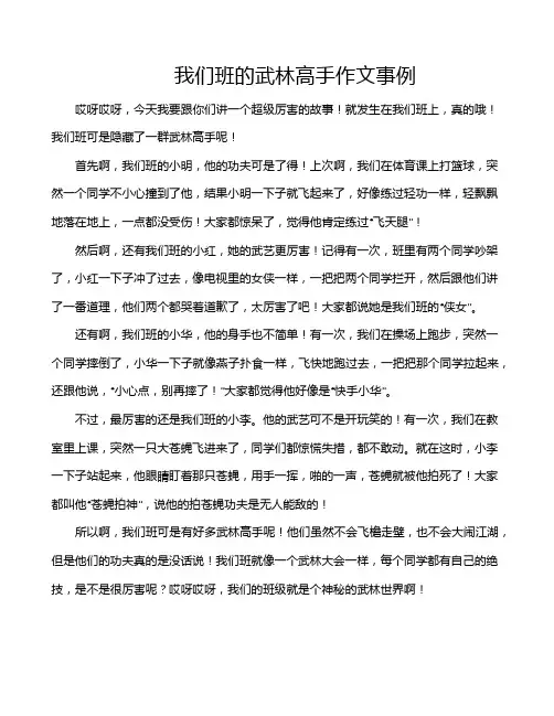 我们班的武林高手作文事例