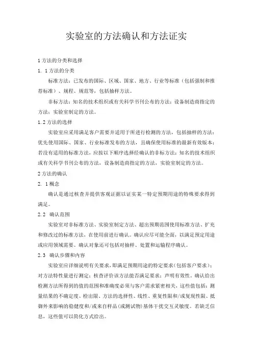 实验室的方法确认和方法证实