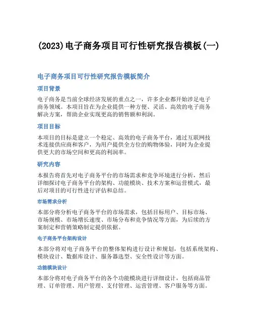 (2023)电子商务项目可行性研究报告模板(一)
