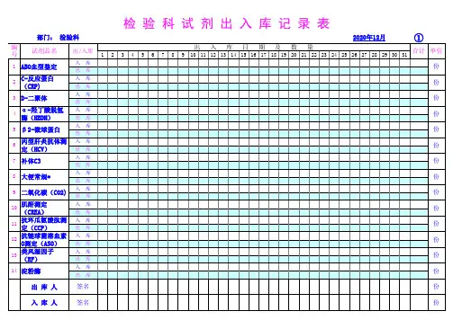 检验科试剂出入库记录表