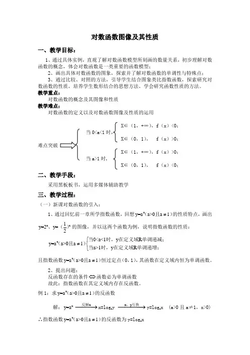 对数函数图像及其性质教案
