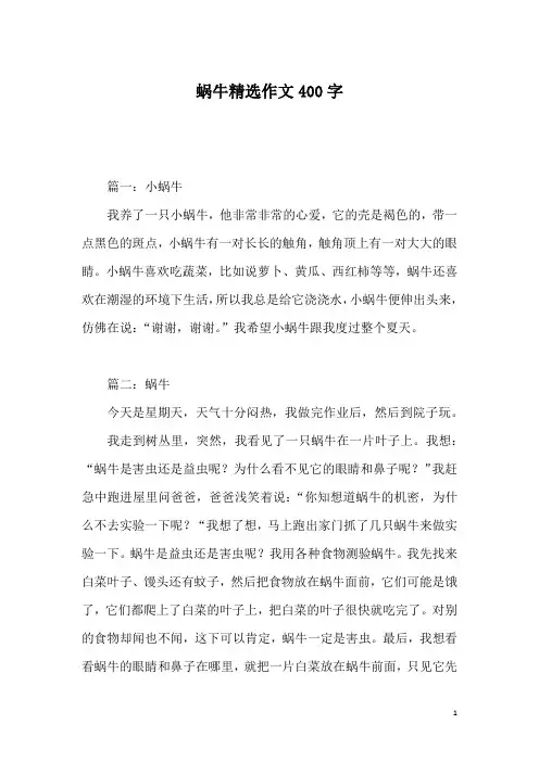 蜗牛精选作文400字