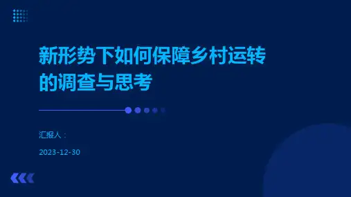 新形势下如何保障乡村运转的调查与思考