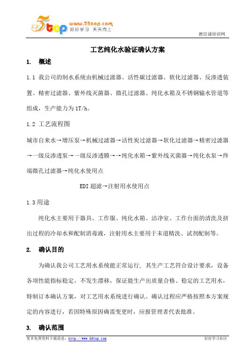 工艺纯化水验证确认方案