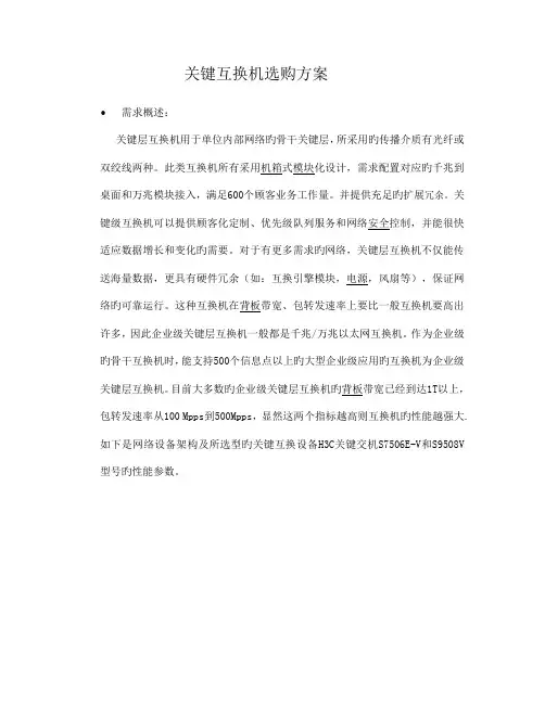 核心交换机选购方案