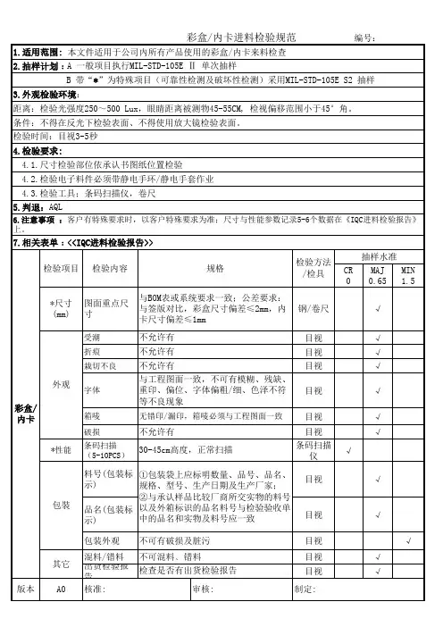 彩盒检验规范