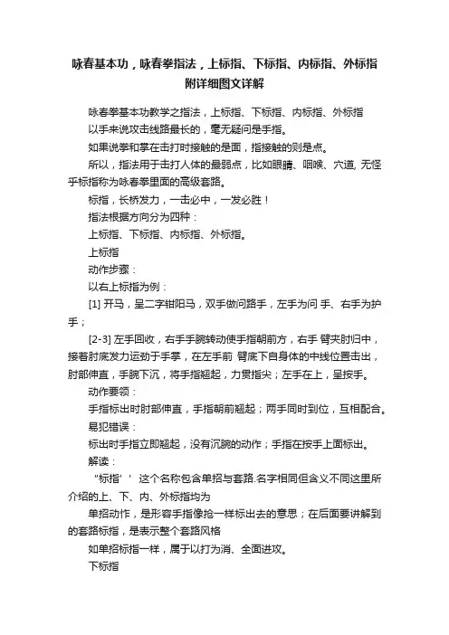 咏春基本功，咏春拳指法，上标指、下标指、内标指、外标指附详细图文详解