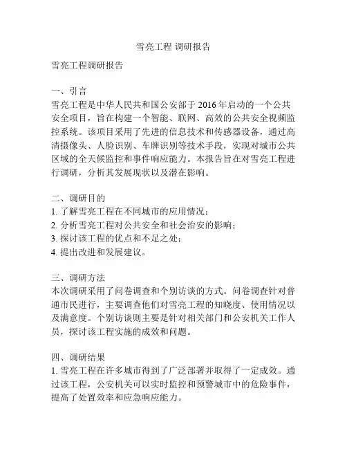 雪亮工程 调研报告