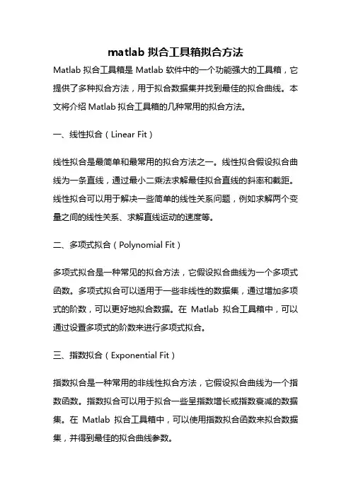 matlab拟合工具箱拟合方法