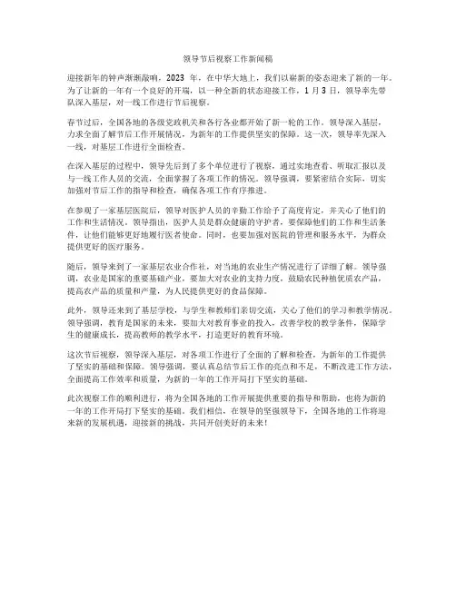领导节后视察工作新闻稿