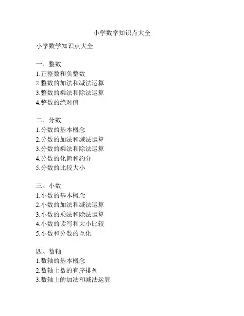 小学数学知识点大全