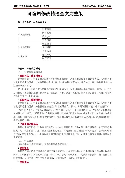 中医助理医师《针灸学》第二十六单元-针灸治疗总论精选全文完整版