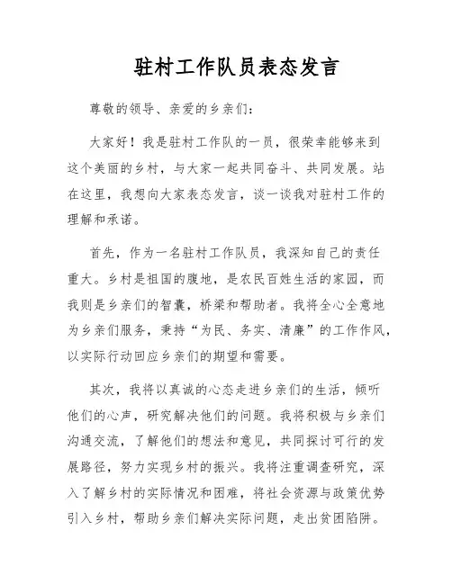 驻村工作队员表态发言