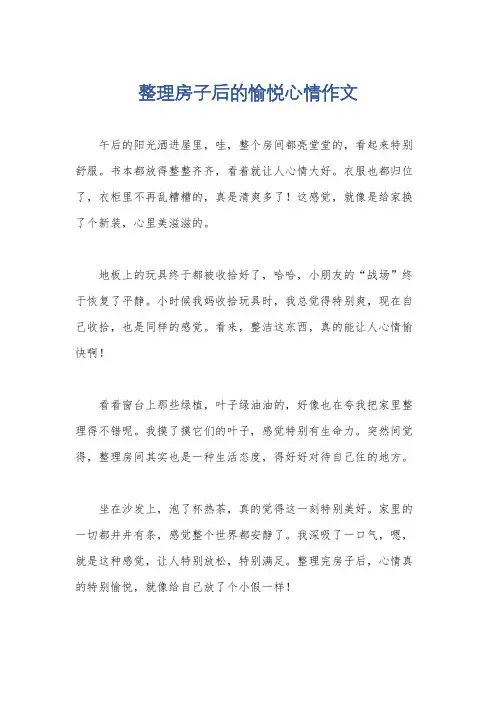 整理房子后的愉悦心情作文