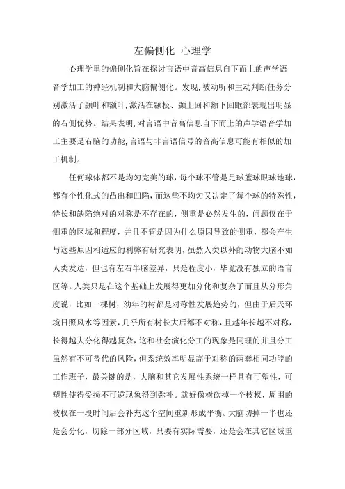 左偏侧化 心理学