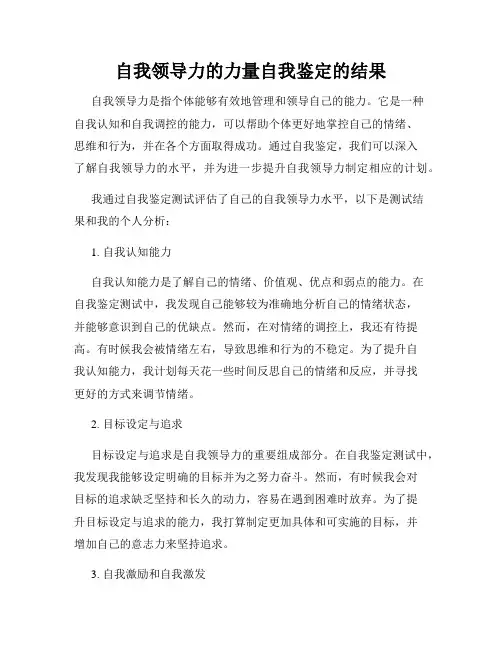 自我领导力的力量自我鉴定的结果