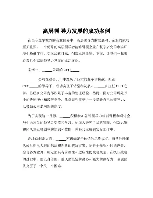 高层领 导力发展的成功案例