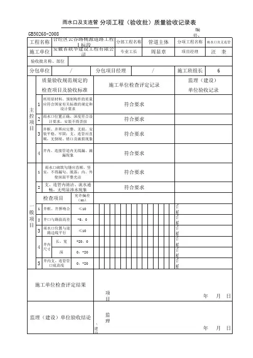 雨水口检验批