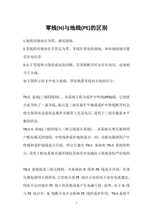 零线(N)与地线(PE)的区别 