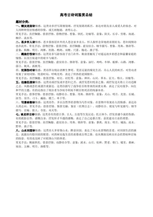 古诗词题材情感总结