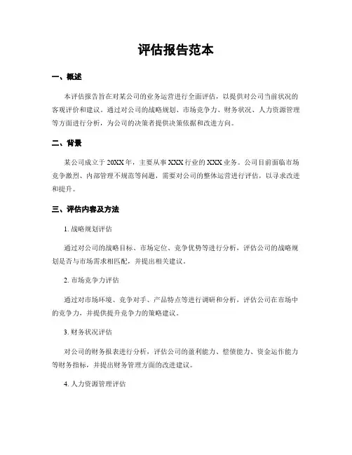 评估报告范本