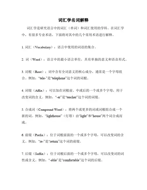 词汇学名词解释