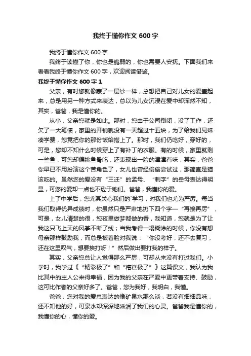 我终于懂你作文600字