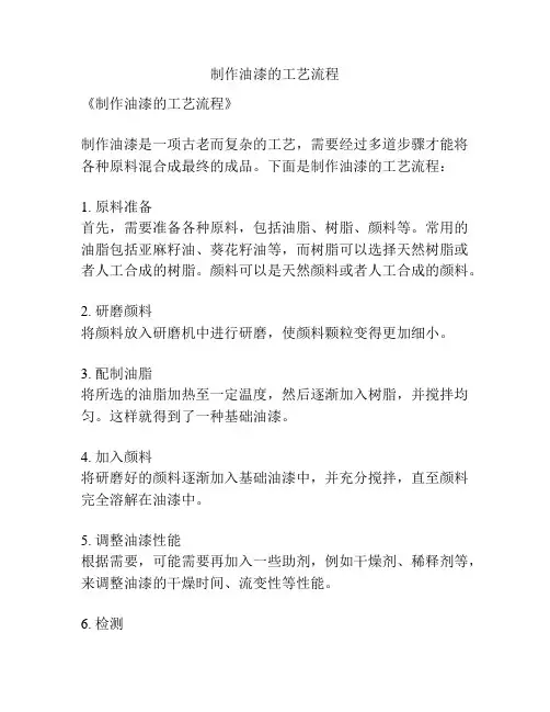 制作油漆的工艺流程