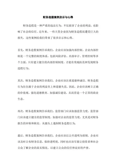 财务造假案例启示与心得