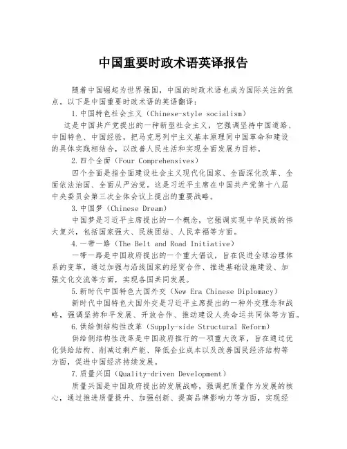 中国重要时政术语英译报告