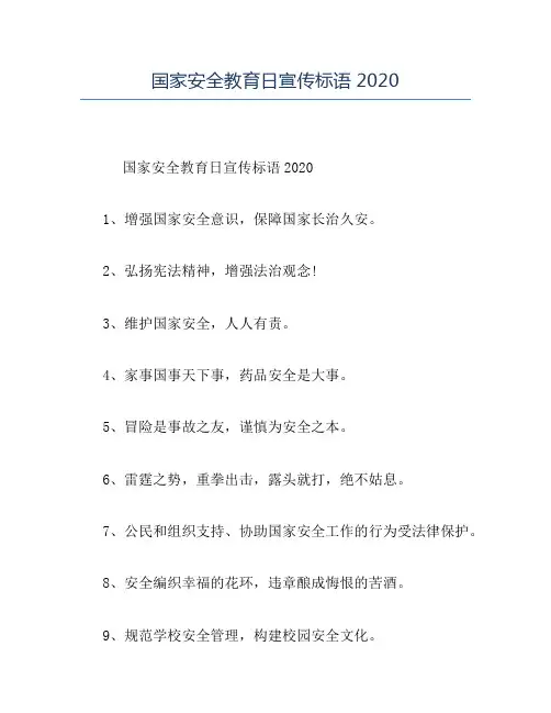 精品-国家安全教育日宣传标语2020