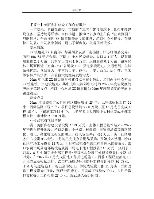 美丽乡村建设工作自查报告