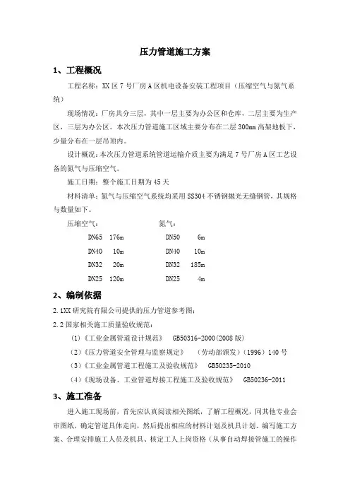 压力管道施工方案