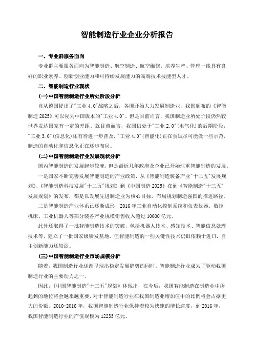 智能制造行业企业分析报告