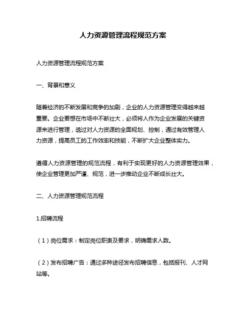 人力资源管理流程规范方案