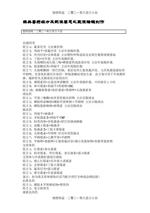 经典兽药组方及配伍禁忌