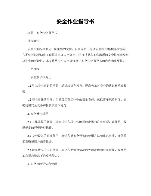 安全作业指导书