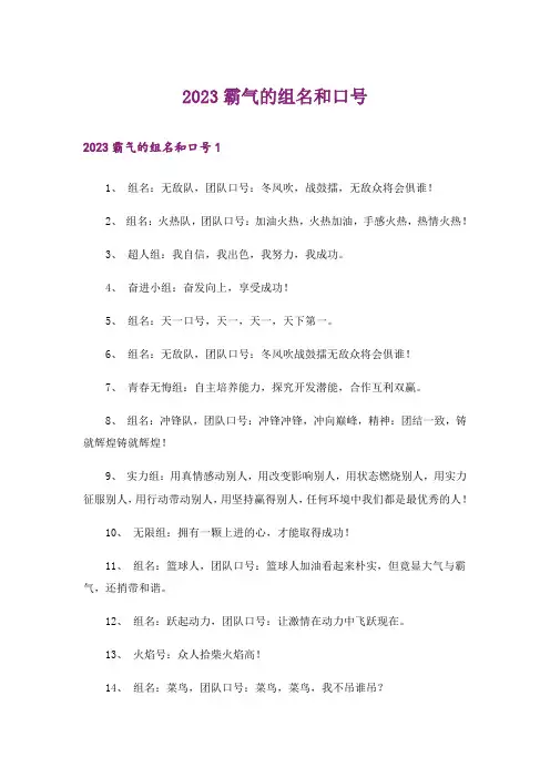 2023霸气的组名和口号