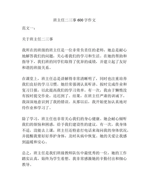 班主任二三事600字作文