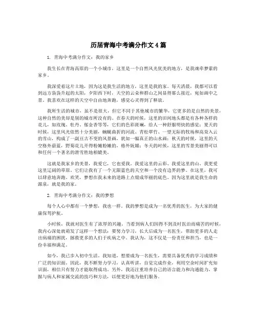 历届青海中考满分作文4篇