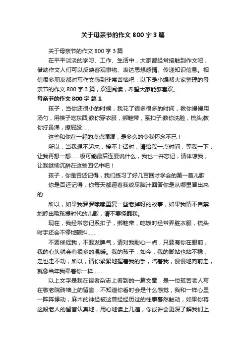 关于母亲节的作文800字3篇