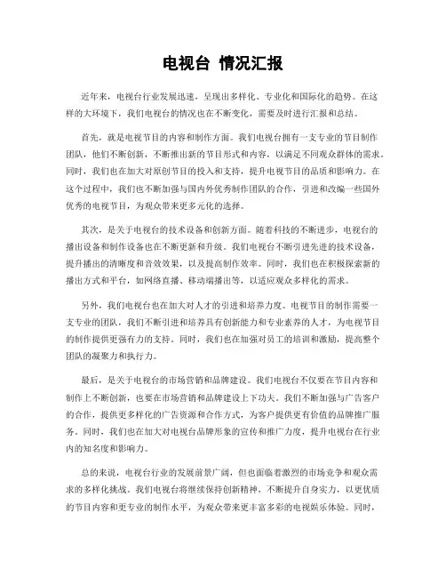 电视台 情况汇报