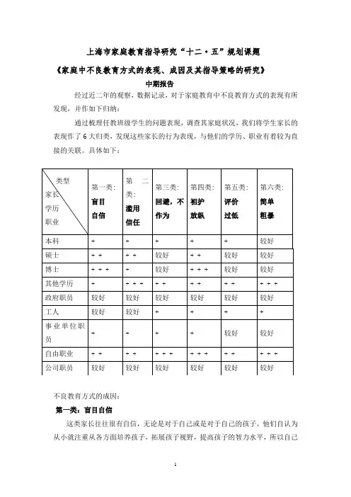 上海市家庭教育指导研究中期报告